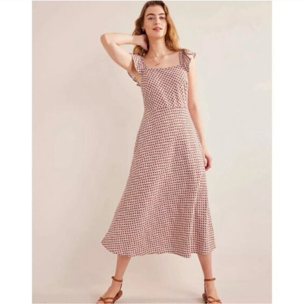 Boden Pink Printed Midi Dress